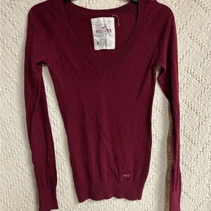 Hollister Y2K Deep Red V-Neck Sweater